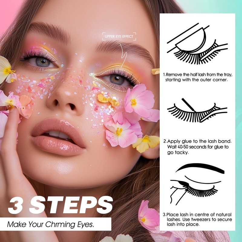Half Lashes Natural Look Cat Eye Half False Eyelashes Accent