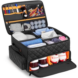 PGmoon 2 Layer Golf Trunk Organizer, Golf Car Storage Organizer with Individual Ventilated Compartment for 2 Pairs Shoes, Golf Car Locker for Balls, Clothes, Tees, Gloves, Accessories