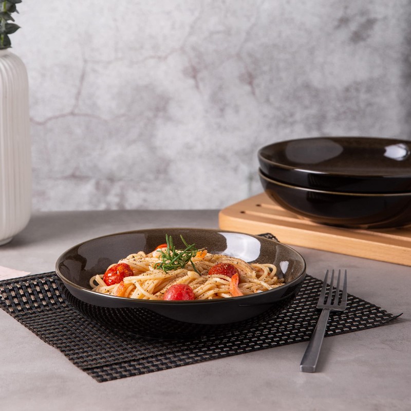 LERATIO Large Pasta Bowls,38oz Ceramic Pasta Bowls,9.0" Reactive Glaze Pasta