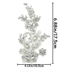 AddLotLot 2 PCS Shining Crystals Applique Patches Rhinestone Patches Sewing Beads Stones Crystal Trim Lace Patche Sequin Embellishments Embroidery Lace Patch for DIY Shoes Wedding Sash Headpieces