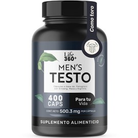 Life 360 Mens Testo 400 Cápsulas Por Envase Fenogreco Maca Negra Roja Amarilla Arginina Zinc Vitamina Magnesio Ginseng Guaraná Suplemento Alimenticio