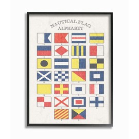 Stupell Industries Nautical Flag Alphabet Black Framed Wall Art, 16 x 20, Design by Artist Daphne Polselli