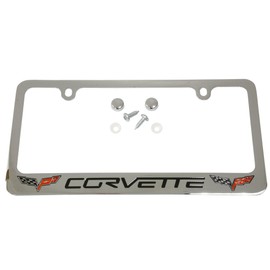 Corvette 2005-13 License Plate Frame/Bezel - C6 Logo Chrome