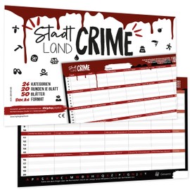 bigdaygraphix City Land Crime I The Original Crime Version I 50 Sheets A4 with 24 Categories I Whimsical Fun