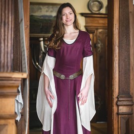 L'VOW - Medieval Wide Viking Leather Belt, Cowboy Leather Belt, Western Cinch Belt for Women, Dresses, Brown-2, Fit Waist 33.46 - 41.46 in