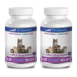 PET SUPPLEMENTS Anti Allergy cat - CAT Allergy Relief - Itch and Allergy Solution - Advanced - CHEWABLE - cat Skin Supplement - 2 Bottle (150 Chews)