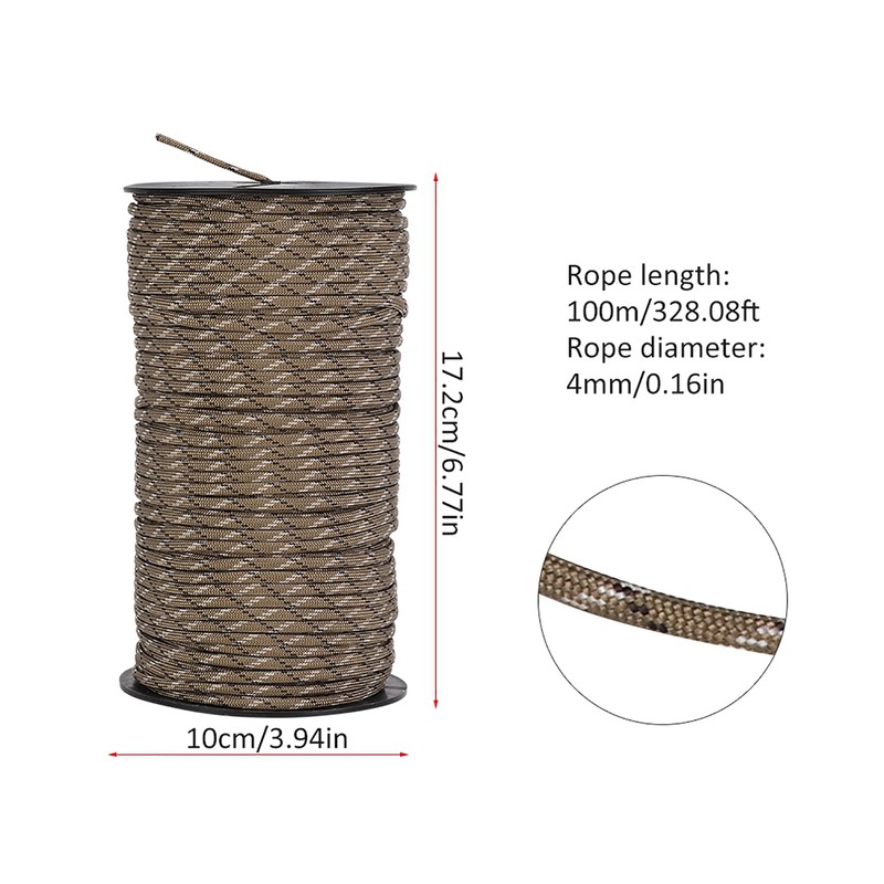 100m Outdoor Rock Parachute Safety Rope Survival Cord for Rescue