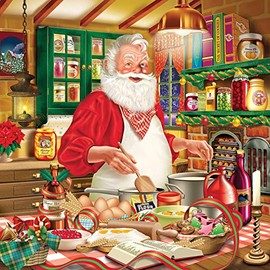 SUNSOUT INC - Cooking Santa - 500 pc Jigsaw Puzzle by Artist: Rafael Trujillo - Finished Size 19" x 19" Christmas - MPN# 30706