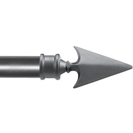 Deco Essential 2 Pcs Curtain Rod for Windows & Doors Curtains Adjustable 36 to 66 Inch Charcoal Grey with Flat Arrow Finials & Brackets Set, 3/4 Inch