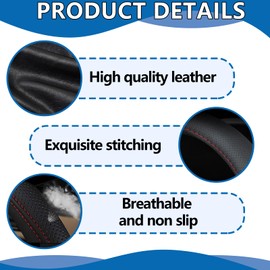 Anti-slip Black Steering Wheel Cover, Soft Leather Steering Wheel Cover, Soft Microfiber,Universal Size 37-38cm /14.5-15inch For Car And SUV