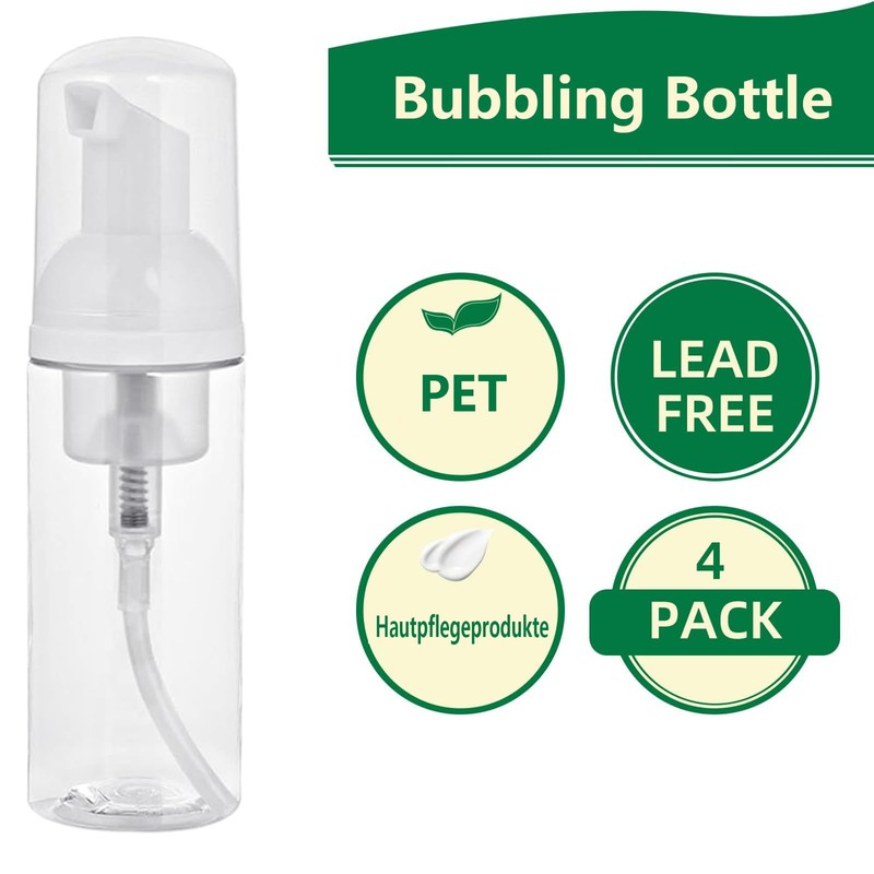 Pack of 4 Foam Dispensers, Clear Foaming Foam Soap Dispenser,