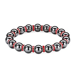 EUMENIDES Magnetic Hematite Bracelet，Magnetic Bracelet，8/10MM，Eliminate Static Electricity,(Red Circle+Magnet, 10MM)