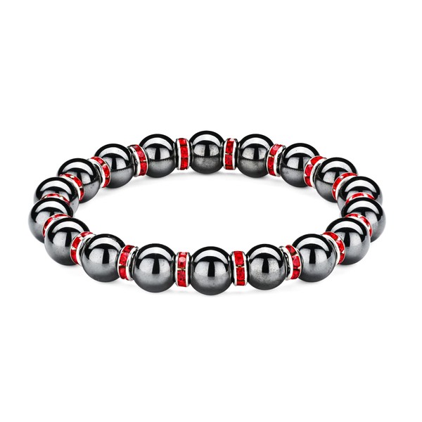 EUMENIDES Magnetic Hematite Bracelet，Magnetic Bracelet，8/10MM，Eliminate Static Electricity,(Red Circle+Magnet, 10MM)
