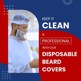 PENTAGON Safety EQUIPMENT - Protector desechable para barba, 18 pulgadas, color blanco | Redes para barba para cocinar/limpiar, Blanco, 18"