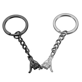 Pinky Chirstmas Promise Gift, Gifts for Boyfriend, Couple Gifts Matching Stuffs Anniversary Birthday Gifts for Boyfriend Girlfriend Husband Best Friend Keychains Valentines Gift (Black & Sliver)