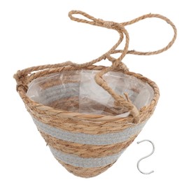 Mipcase Woven Hanging Flower Planter Basket Grass Material for Plants for Ferns Herbs Chic Modern Decor for Gray Coffee