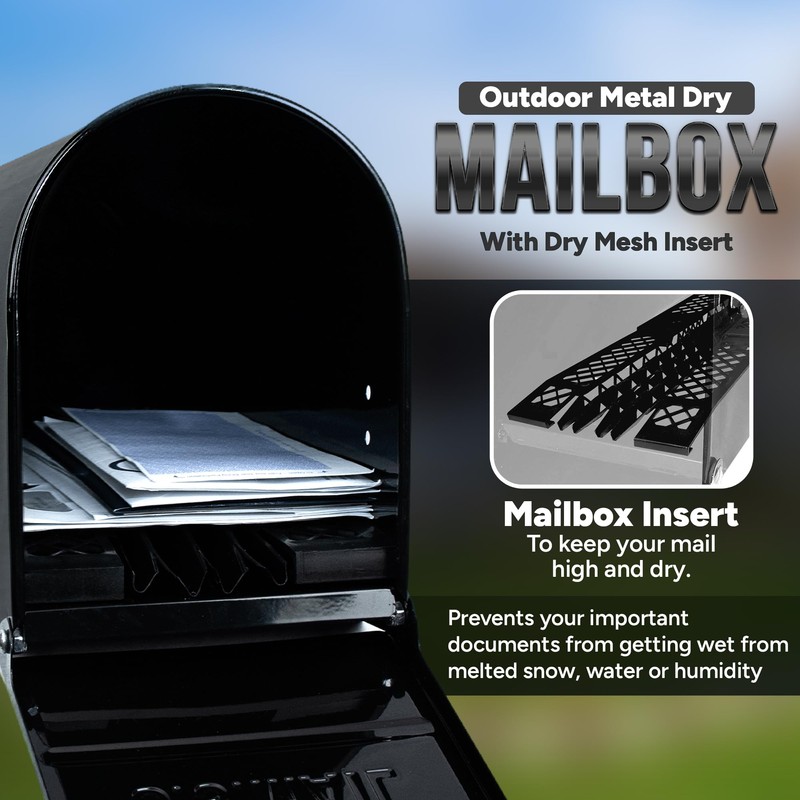 Dry Mailbox – Outdoor Metal Mailbox with Mailbox Insert to