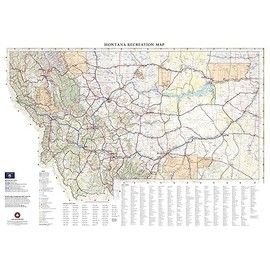 Benchmark Maps: Montana Recreation Wall Map - 26 x 36 inches - Rolled Canvas