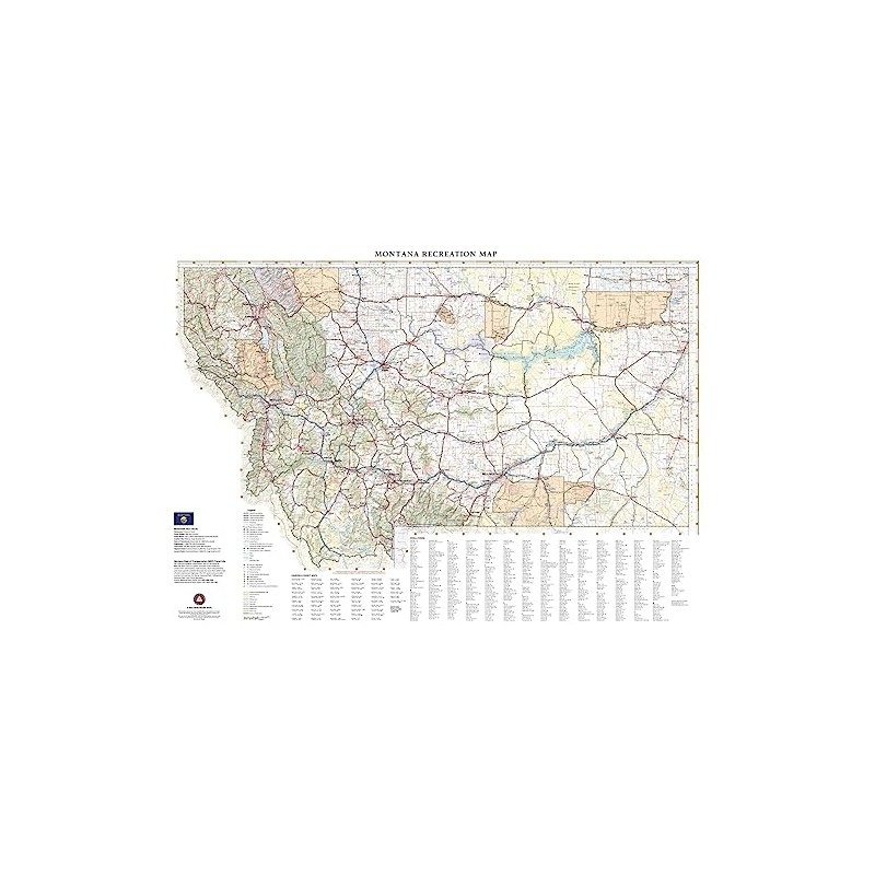 Benchmark Maps: Montana Recreation Wall Map - 26 x 36
