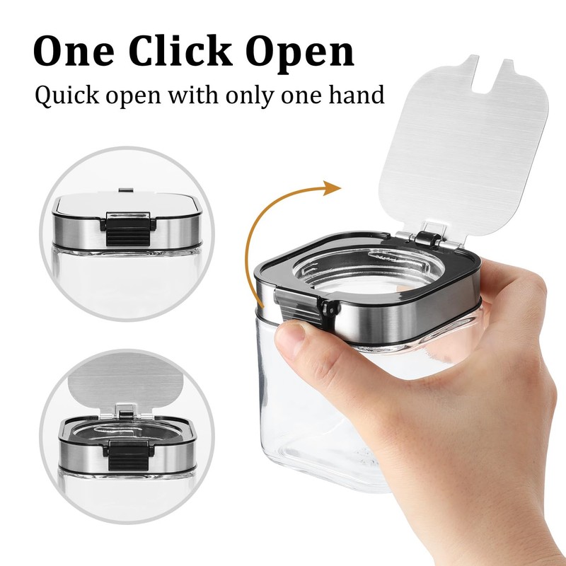 Aelga Glass Sugar Bowl with Lid and Spoon, 8.5 OZ