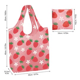 CHARMED AROMA Strawberry Pink Foldable Reusable Shopping Bags | Grocery Bags | Cute Tote Bags