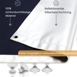 MUHOO Blackout Roller Blind, No Drilling, 2 Pieces, Roof Window Blackout Roller Blind, UV and Sun Protection, 100% Opaque Blackout Curtain with Suction Cups, Black (38 x 75 cm, C04)