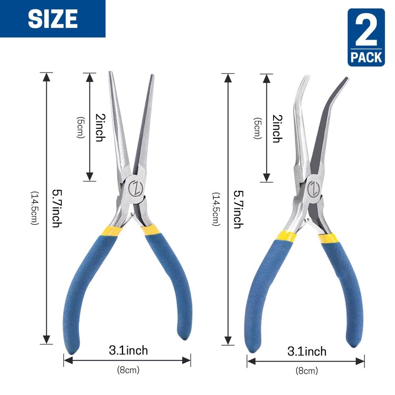 VISEMAN 6" Mini Needle Nose Pliers with Comfort Grip Handles,