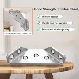 20 Pack Universal Stainless Steel Furniture Corner Connector, Stainless Steel Angle Corner Brackets for Shelf Cabinet Table Chair, (Silver)
