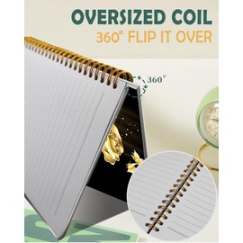 ZHIZHEND Ruled Spiral Writing Notebook,A5 Hardcover Lined College Journal for Women,Strong Twin-Wire Binding with Premium Paper,8.4" X 6",Perfect for School,Office,Home(Gold Butterfly Rose)