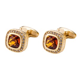 Gold Topaz Crystal Cufflinks Luxury Crystal Gem stone Cuff links