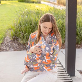 PIP+HARDY Baby Nursing & Breastfeeding Cover, One Size fits Most, Baby Car Seat Cover with Spandex, Car Seat Covers for Babies, Carseat Cover, Washable High Chair Cover, Newborn Baby Essentials