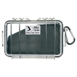 PELI 1040 Waterproof Micro Box for Protection of Smartphones and Other Electrical Equipment, IP67 Waterproof and Dustproof, 0.7 L Volume, Transparent/Black Rubber Insert