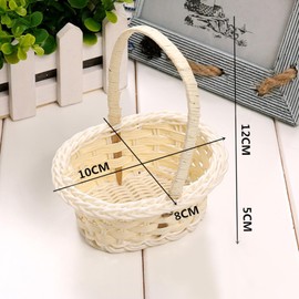 Docache Braided Mini Flower Baskets Handle Braided Flower Basket Wedding Candy Rattan Basket Decorative Basket for Wedding Ceremony Small Rattan Basket Fruit Basket Pack of 6 (Oval)