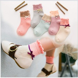 zefangyu Children's Socks, Formal, Princess, Baby, Junior, Girl, 5 Pairs Set, Wedding, Crew Length, Colorful, Cute, Spring and Autumn, ribbon