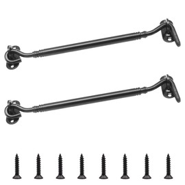 Yosawo Pack of 2 Black Storm Hooks, Stainless Steel Cabin Hooks, Viewing Hooks, Sliding Door Handle for Sliding Door Windows, Windows, Garden House (Black-8)