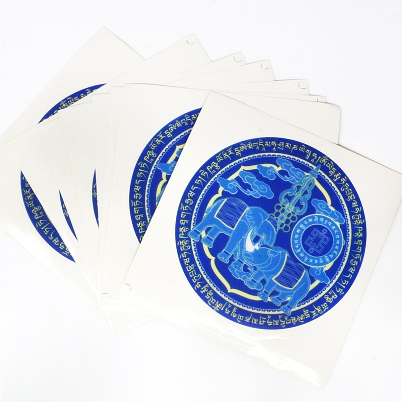 Feng Shui 5 PCS Blue Elephant & Rhino Sticker Peace