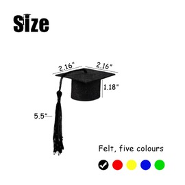 hhdatc 24 Pcs Mini Graduation Cap Decorations Graduation Cap Topper Black Grad Hats with Black Tassels for Cupcake Toppers, Bottle Decor, Congrats Party Favors and Class of 2025 Celebrations