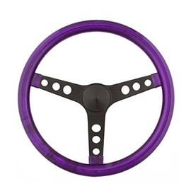 Grant 8473 Purple Metal Flake 15 inch 3-Black Spoke Design Steering Wheel