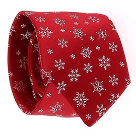 SHIPITNOW Christmas Tie Jacquard - Snowflake Tie - Christmas Eve Tie, Red-and-white