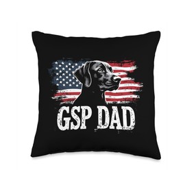GSP Dad German Shorthaired Pointer USA Pride Throw Pillow