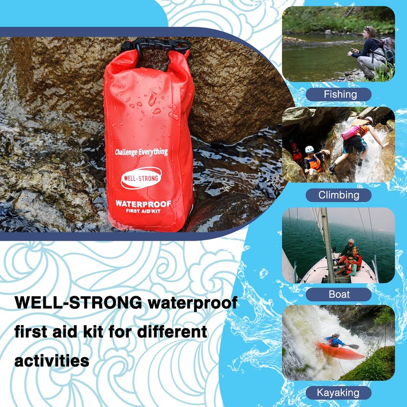 WELL-STRONG Boat First Aid Kit with Survival Tools, 123pcs Waterproof