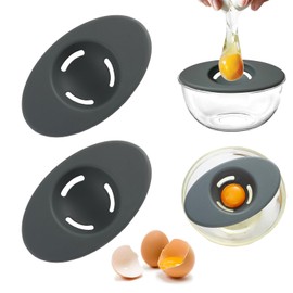 2PCS Silicone Egg Separators, Food-Silicone gg Yolk White Filter, 3-Slit Egg White Separator from Yolk, Egg Divider for Kitchen Gadget Cooking/Baker Tool, Black