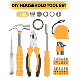 24pcs Home DIY Tool Kit for Household, Office & Garage - General Repair Small Hand Tool Set with Storage Case
