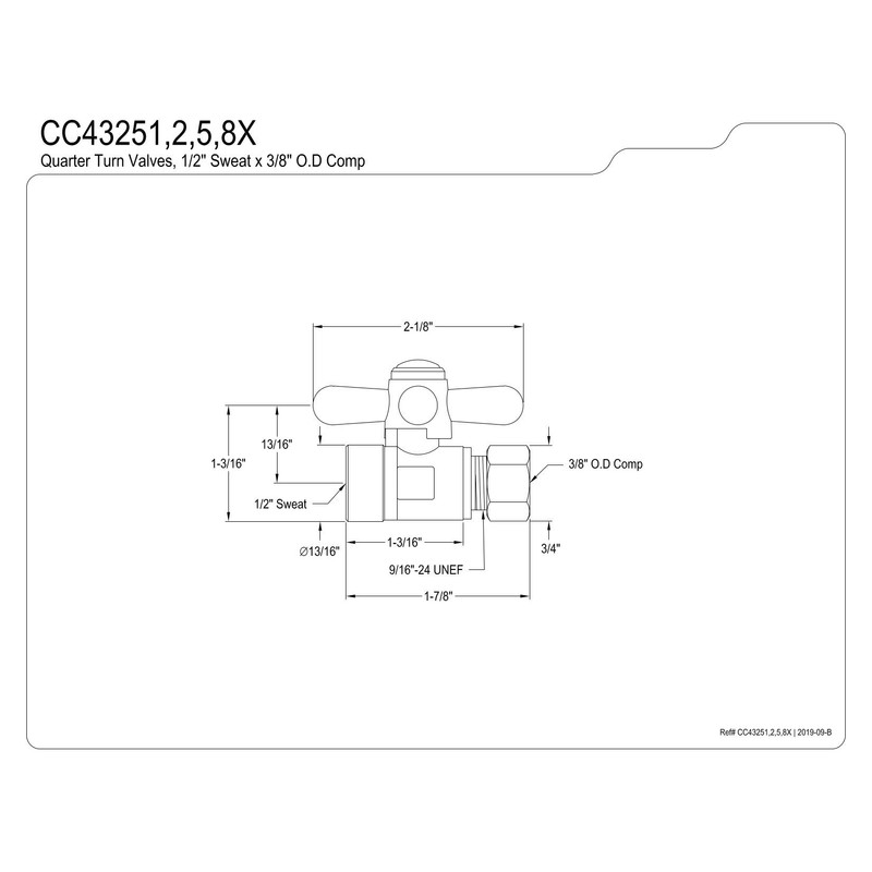 Kingston Brass CC43252X Vintage 1/2-Inch Sweat 3/8-Inch O.D. Comp Straight