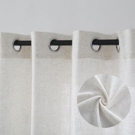 TMLTCOR Linen Curtains for Bedroom,Linen Sheer Curtains for Living Room,Linen Curtains 96 Inches Long,Long Curtains Bedroom Curtains,Living Room Curtains Window Curtains,Natural,52 Wide,2 Panels