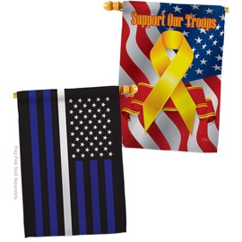 US Thin White Line House Flag - Pack Armed Forces EMT Paramedic EMS Nurse Emergency Medical Technician Supoort Support Our Troops - Banner Small Garden Yard Gift Double-Sided Made in USA 28 X 40