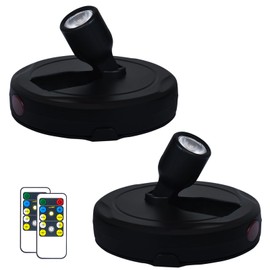 HAMVIDNE LED Spotlights, Battery Powered Picture Lights, Uplighting Indoor, Puck Light with Remote, Plant & Wall Art Display Dartboard Closet Spotlights, Black