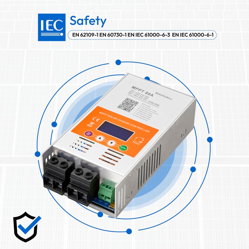 Upgraded V124 80A MPPT Solar Charge Controller, 12V/24V/48V Auto,Max 160V