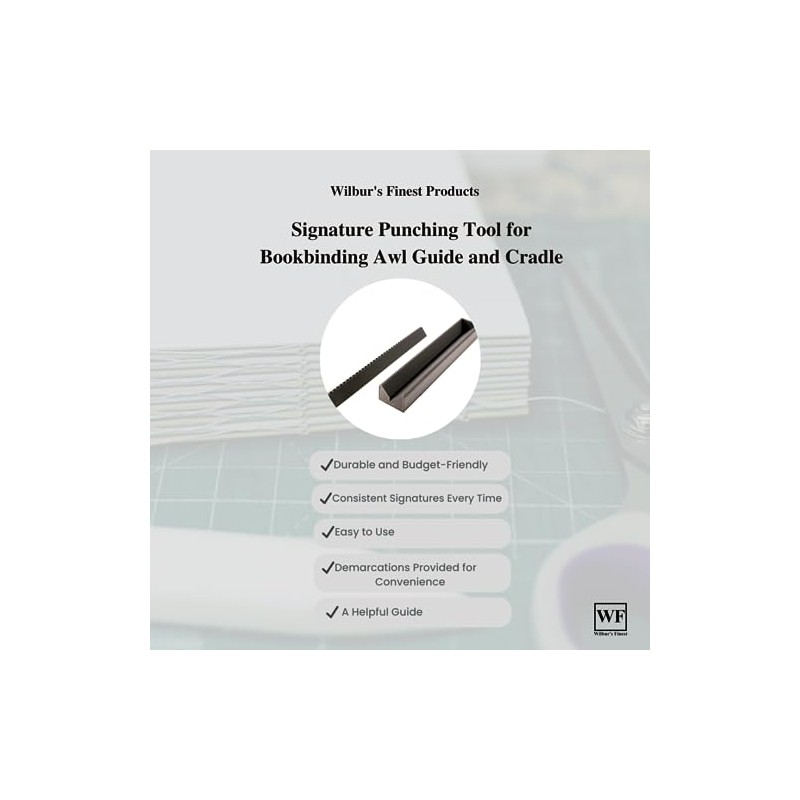 Signature Punching Tool for Bookbinding Awl Guide and Cradle (12