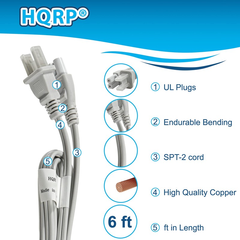 HQRP AC Power Cord Compatible with VIZIO E-Series E320-B2 E320B2